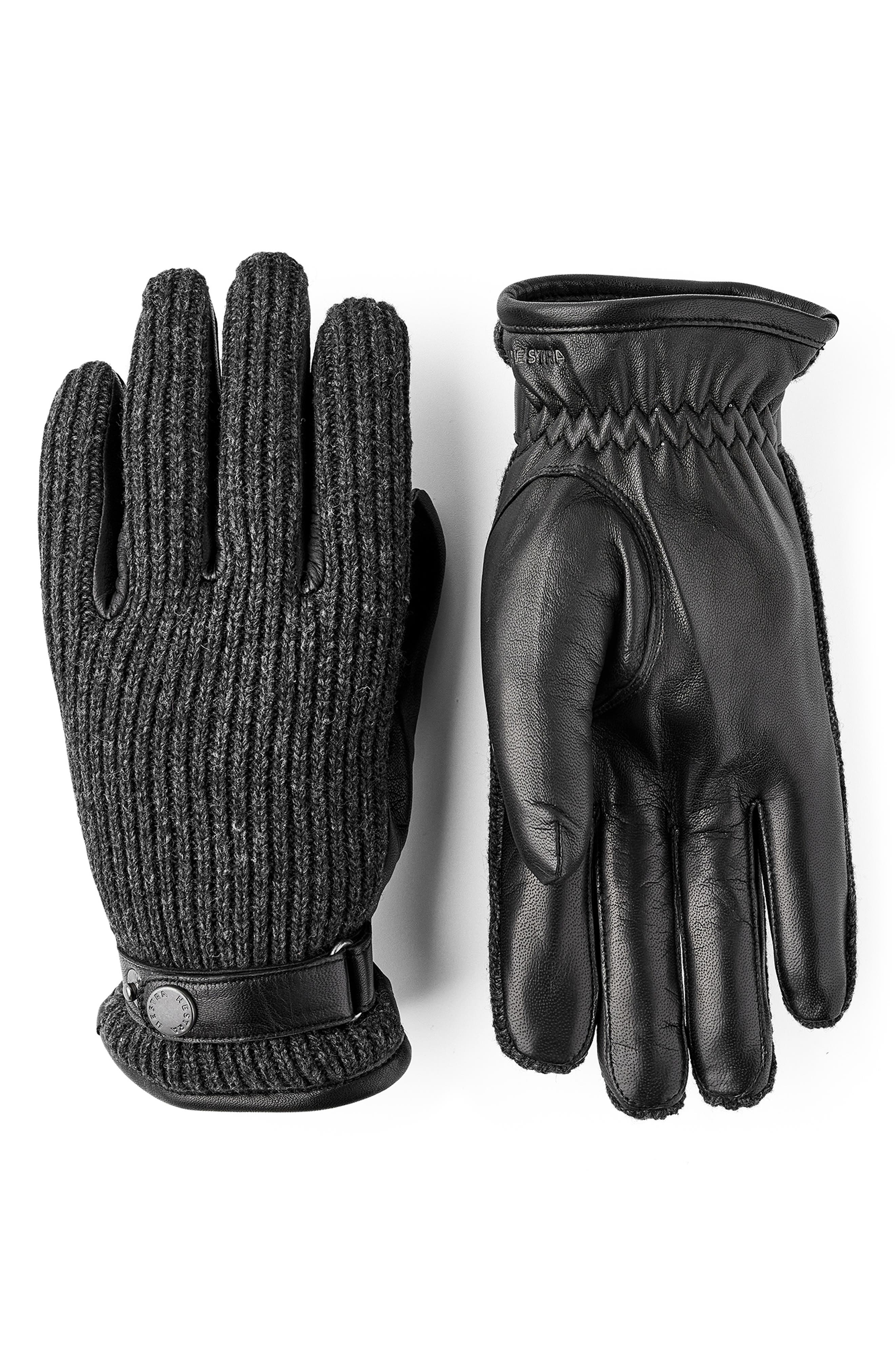 Hestra Christopher Wool Blend & Leather Gloves in Black 