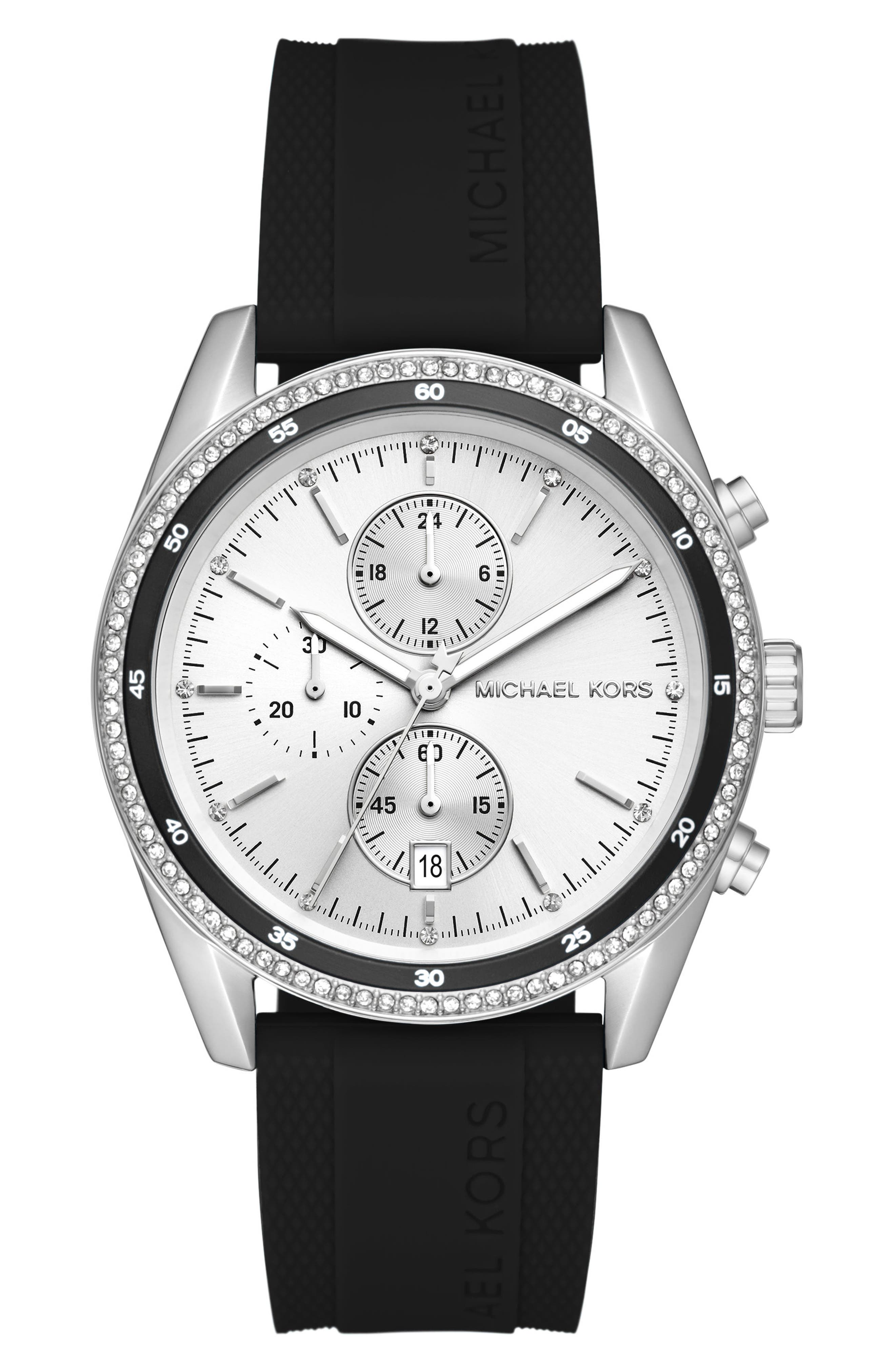 Michael Kors Hadyn Silicone Strap Chronograph Watch, 42mm