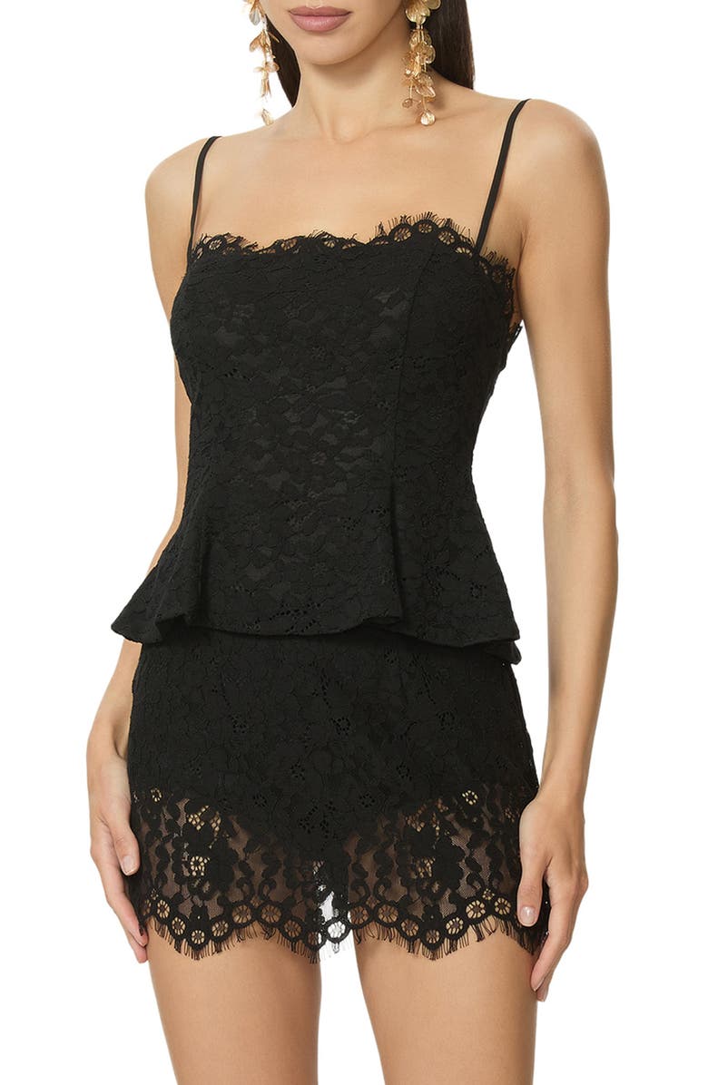 AFRM Ari Peplum Lace Camisole, Main, color, Noir