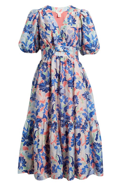 Caslon ® Twist Detail Allover Print Midi Dress In Blue