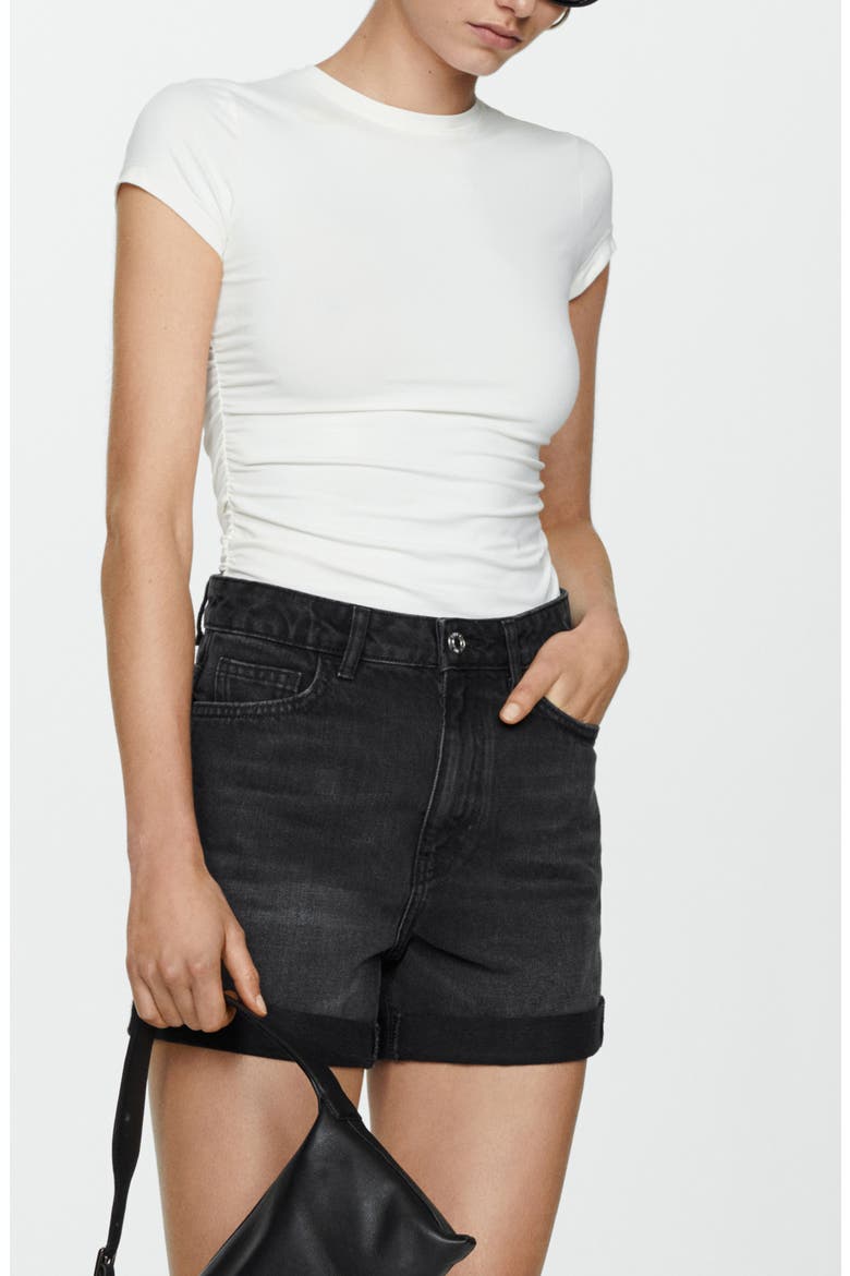 High Waist Mom Fit Denim Shorts, Alternate, color, BLACK DENIM