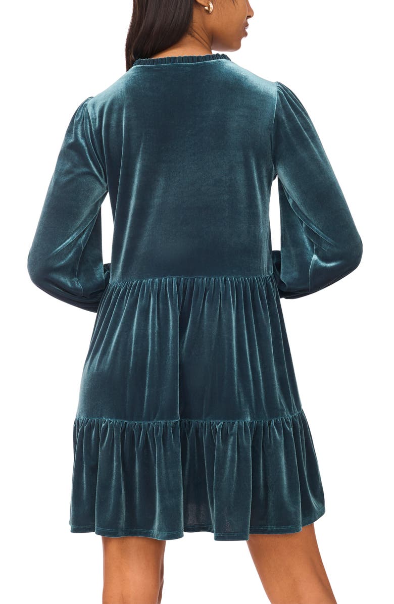 Halogen<sup>®</sup> Velvet Long Sleeve Tiered Minidress, Alternate, color, Spruce