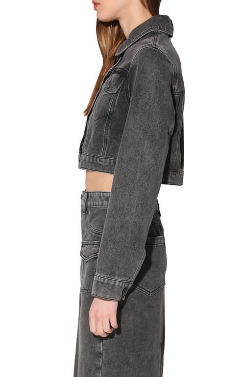 Walter Baker Tressa Crop Denim Jacket In Grey Wash