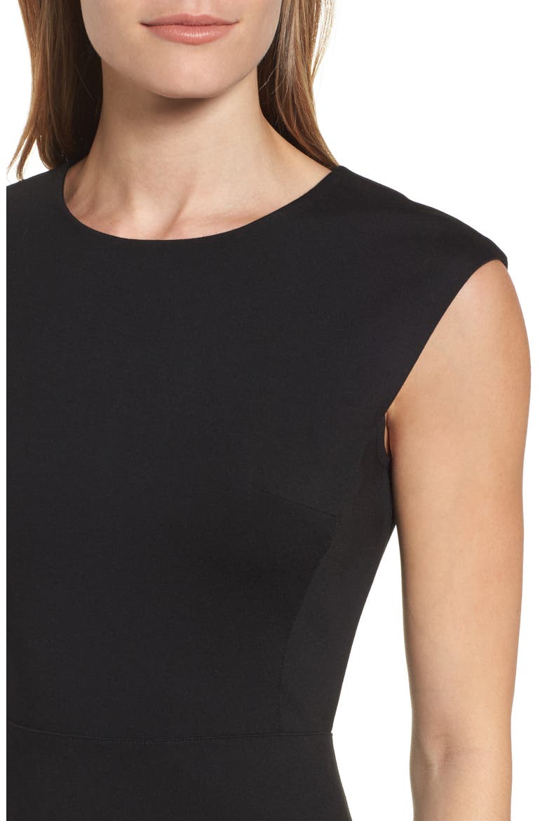 Ponte Fit & Flare Dress, Alternate, color, BLACK
