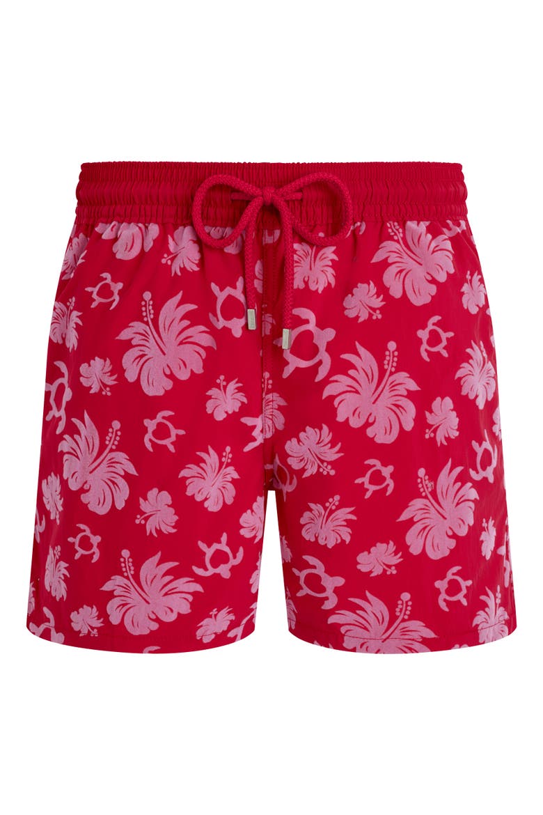 Men's Turtle Heart Flocked Swim Shorts, Alternate, color, GROSEILLE