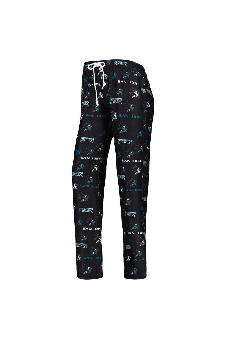 Women's Concepts Sport Black San Jose Sharks Breakthrough Allover Logo Sleep Pants, Alternate, color, Black