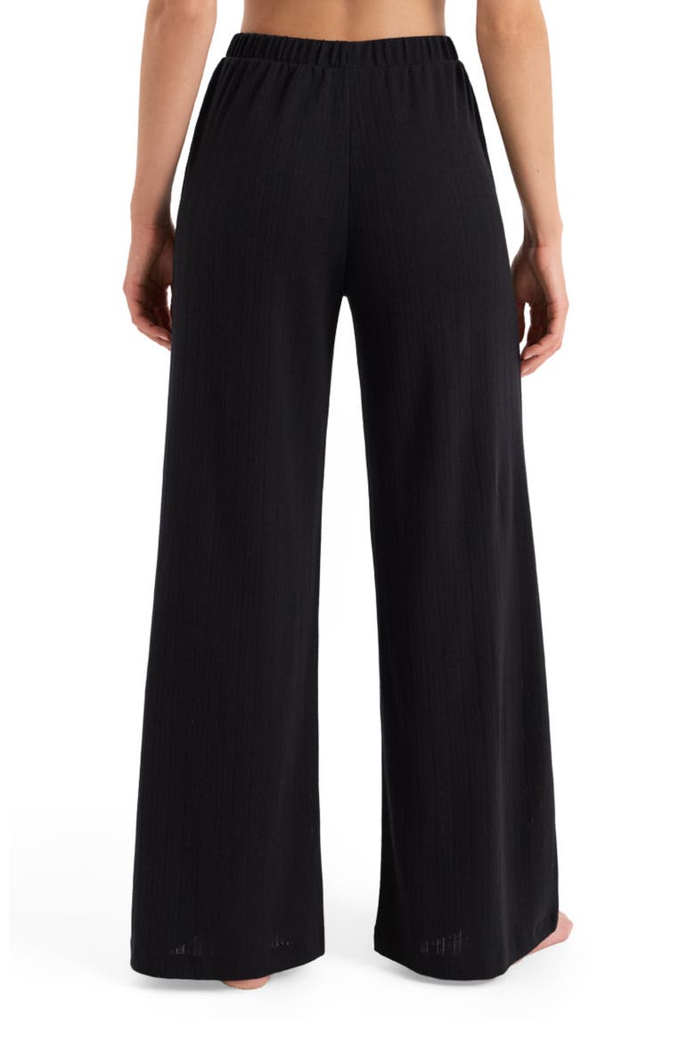 Organic Cotton Pointelle Wide Leg Pant, Alternate, color, Black