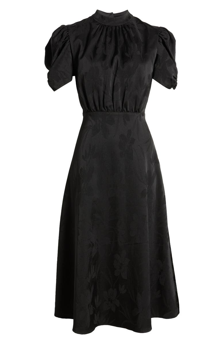 Julia Jordan Floral Jacquard Mock Neck Midi Dress, Alternate, color, Black