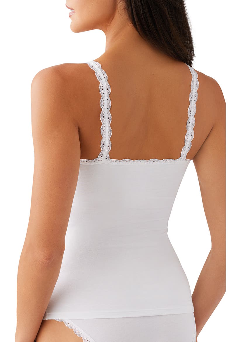 Inspired Eyelet Lace Trim Shelf Bra Cotton Blend Camisole, Alternate, color, WHITE