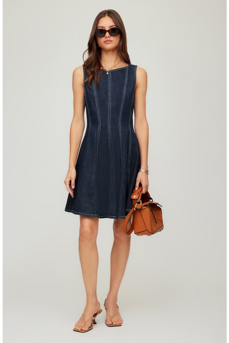 Darla Fit & Flare Denim Minidress, Alternate, color, INDIGO