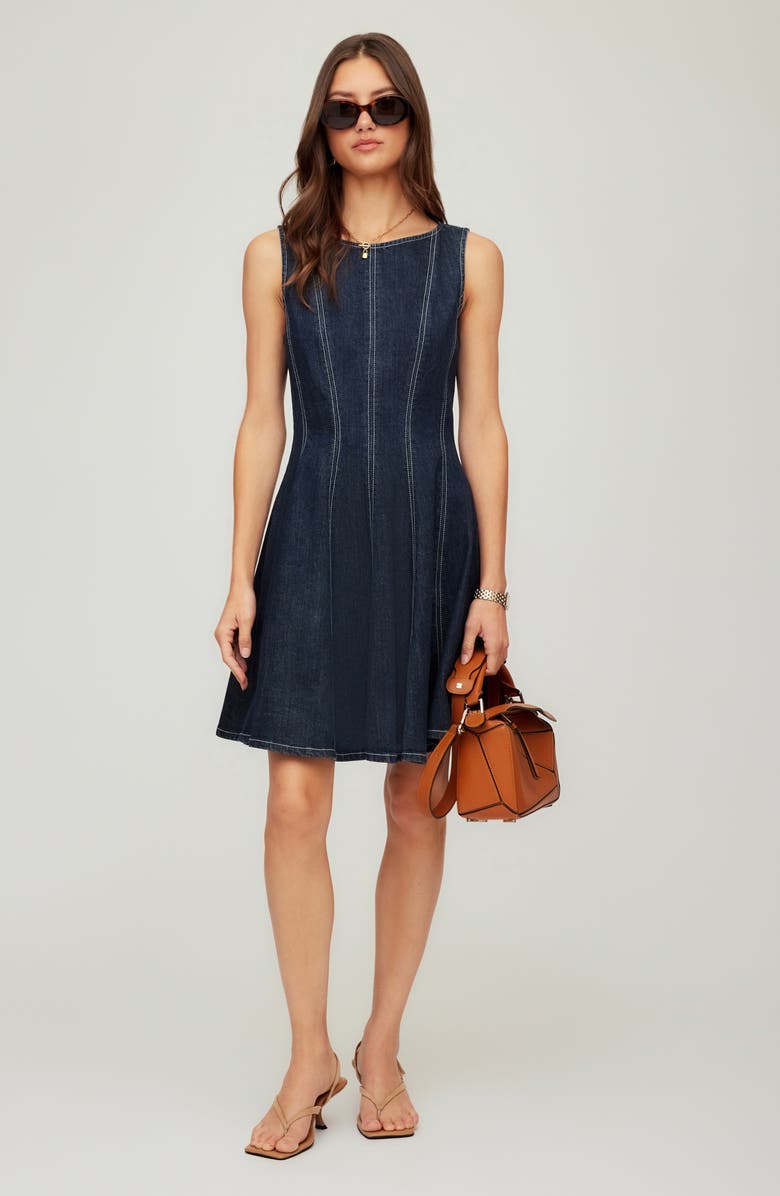 FIFTEEN TWENTY Darla Fit & Flare Denim Minidress, Alternate, color, Indigo