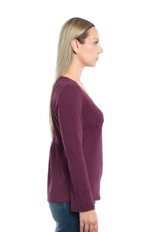 Wilt Clothing V-neck Long Sleeve Empire Seam Trapeze Tee With Lace Trims In Purple