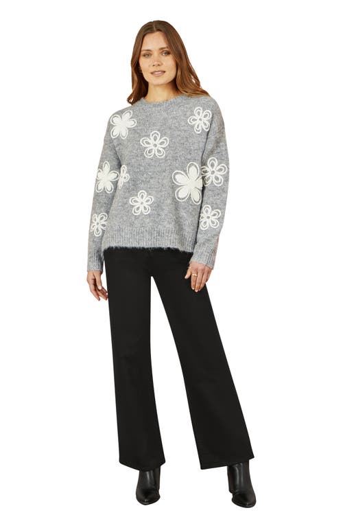 Yumi Crochet Flower Knit Sweater In Brown