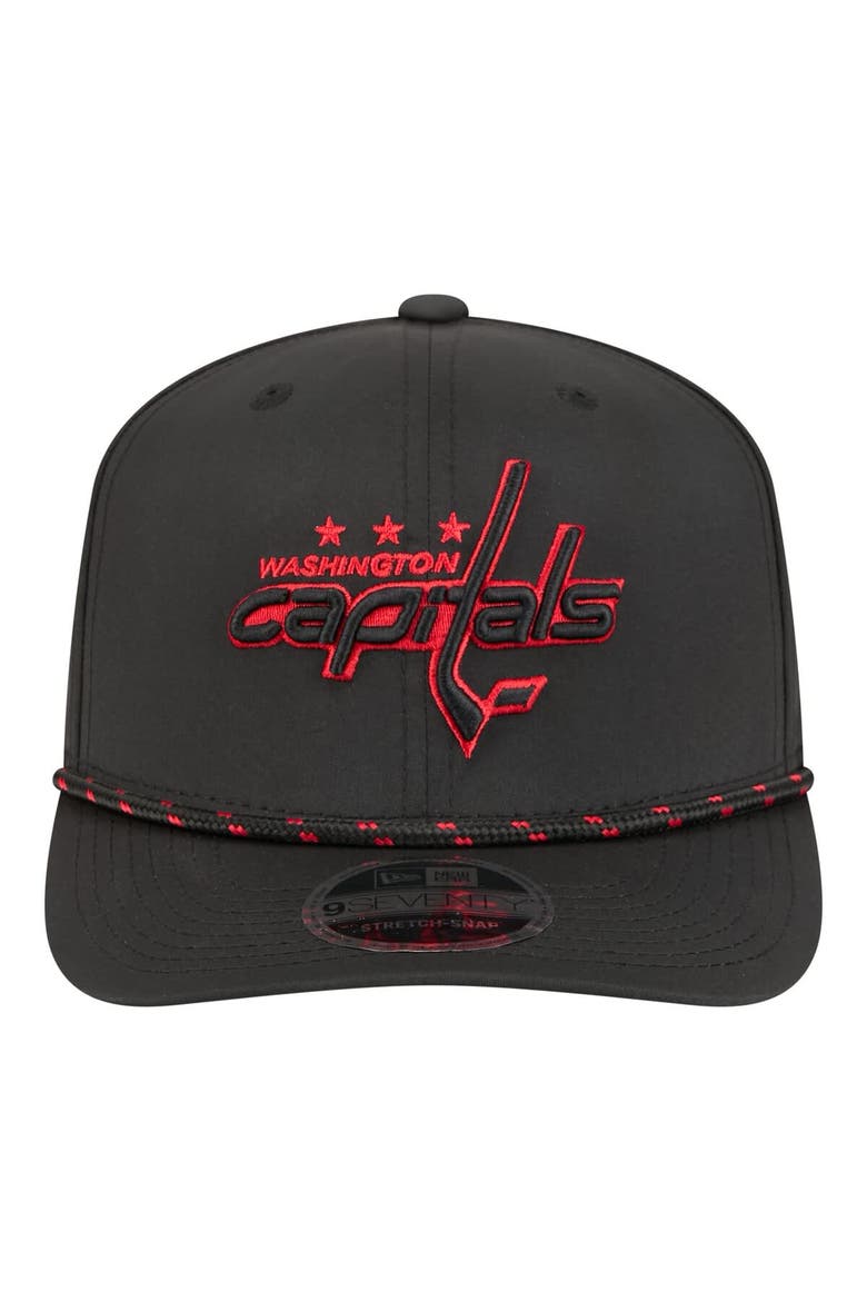 Men's New Era  Black Washington Capitals Sport Vented 9SEVENTY Rope Adjustable Hat, Alternate, color, Black
