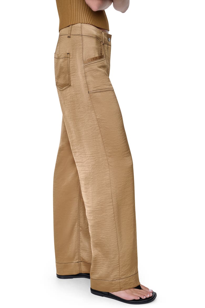Contrast Stitch Straight Leg Pants, Alternate, color, DUNE