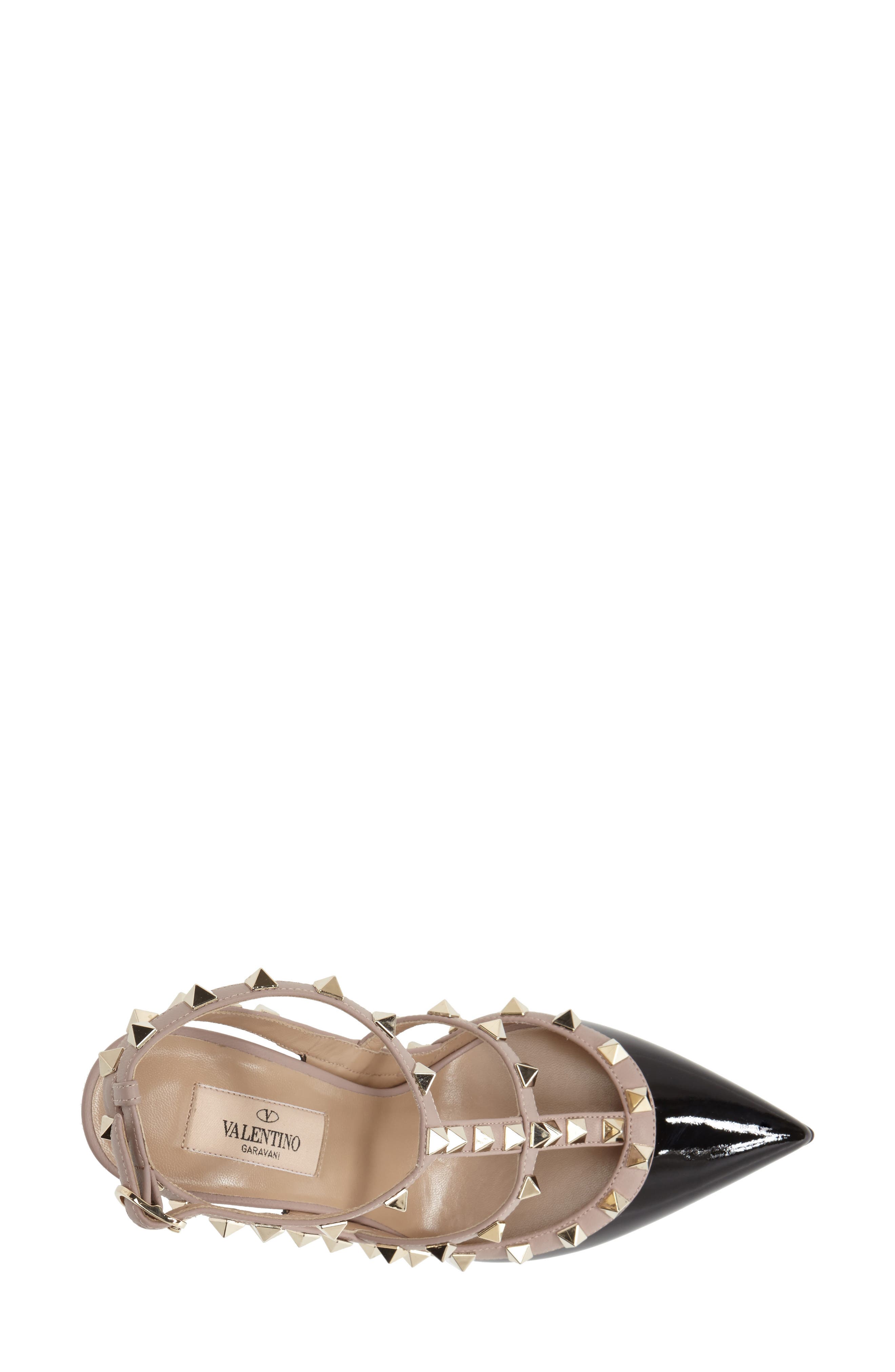 Valentino Garavani Rockstud Pointed Toe T-Strap Pump, Alternate, color, 