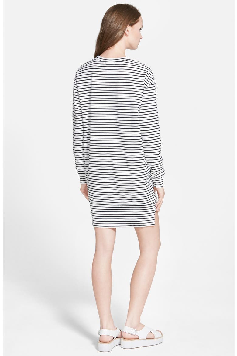 Sweatshirt Tunic Dress, Alternate, color, WHITE/ NAVY
