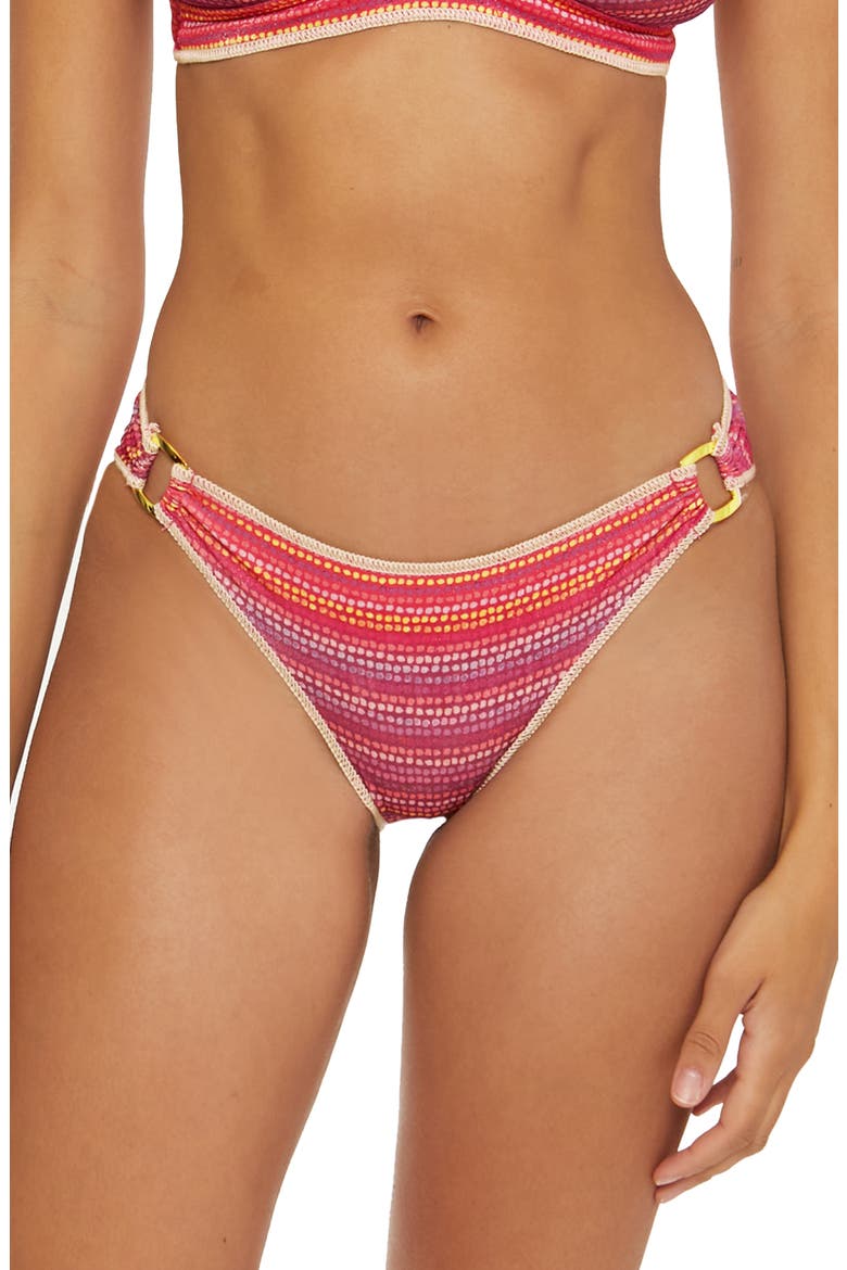 Rainbow Sunset Stripe Hipster Bikini Bottoms, Main, color, PINK MULTI