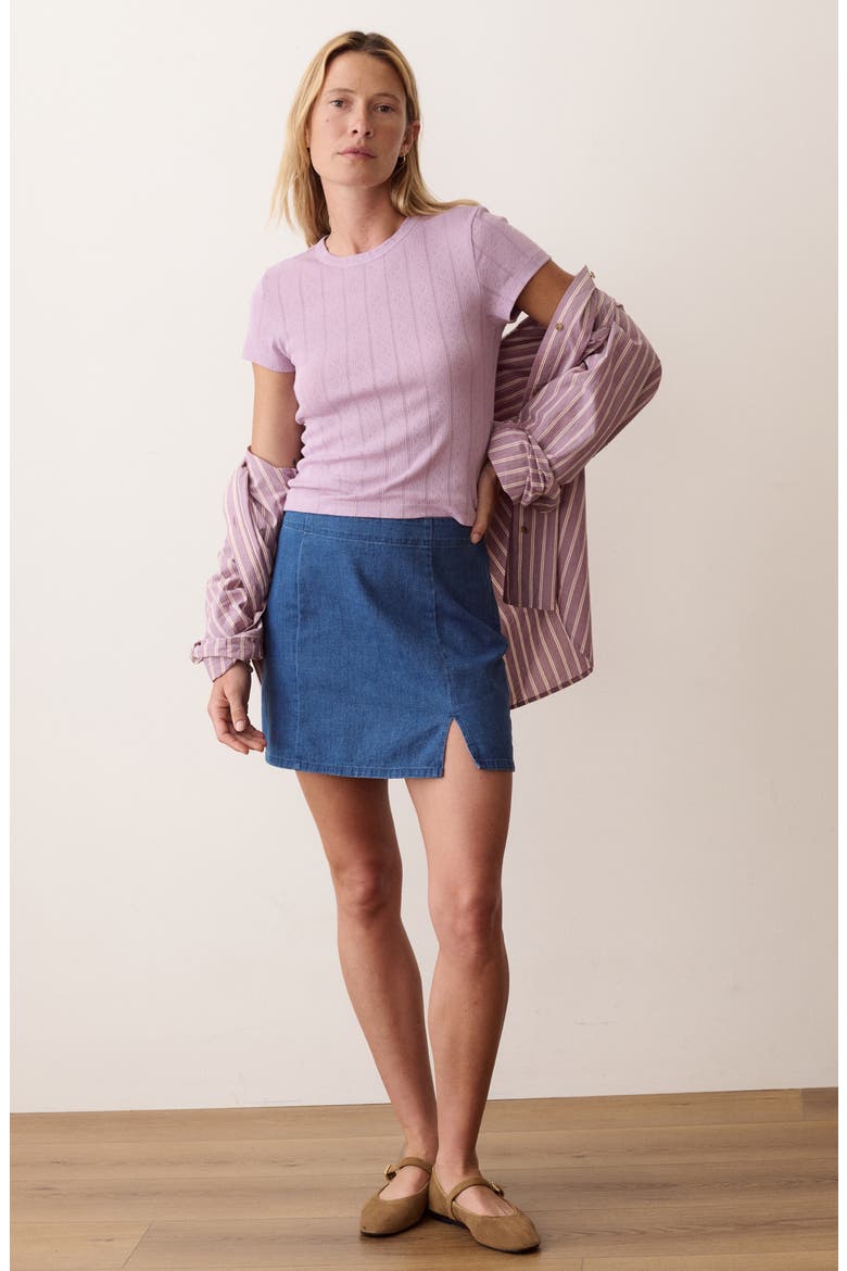 Lexi Pointelle Crewneck T-Shirt, Alternate, color, LILAC