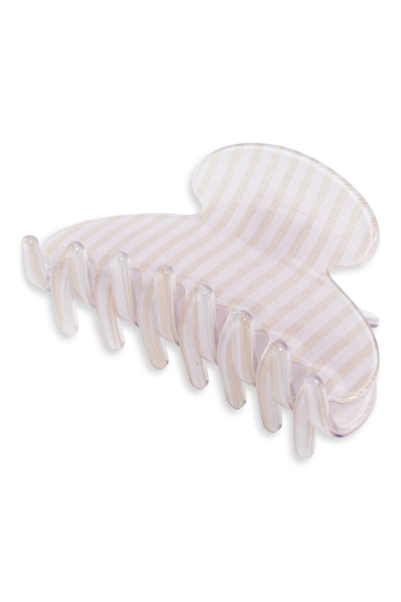 Couture Stripe Claw Clip, Main, color, YELLOW AND WHITE STRIPE