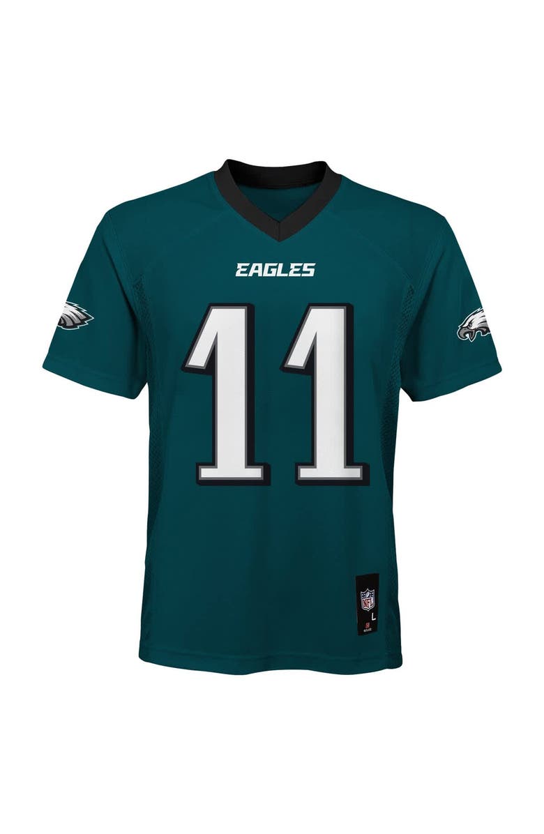 Outerstuff Youth A.J. Brown Midnight Green Philadelphia Eagles Replica Player Jersey, Alternate, color, Green