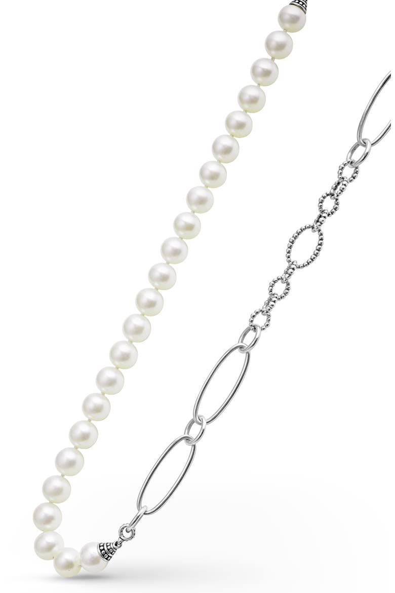 Luna Split Freshwater Pearl Chain Necklace, Alternate, color, GOLD