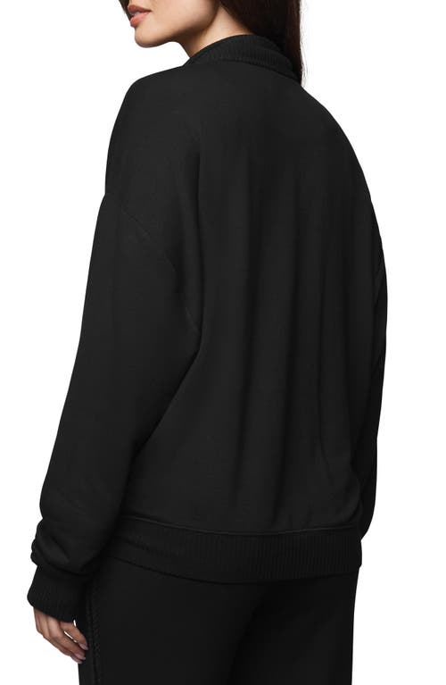 Splendid Supersoft Trim Detail Zip-up Sweatshirt In Black