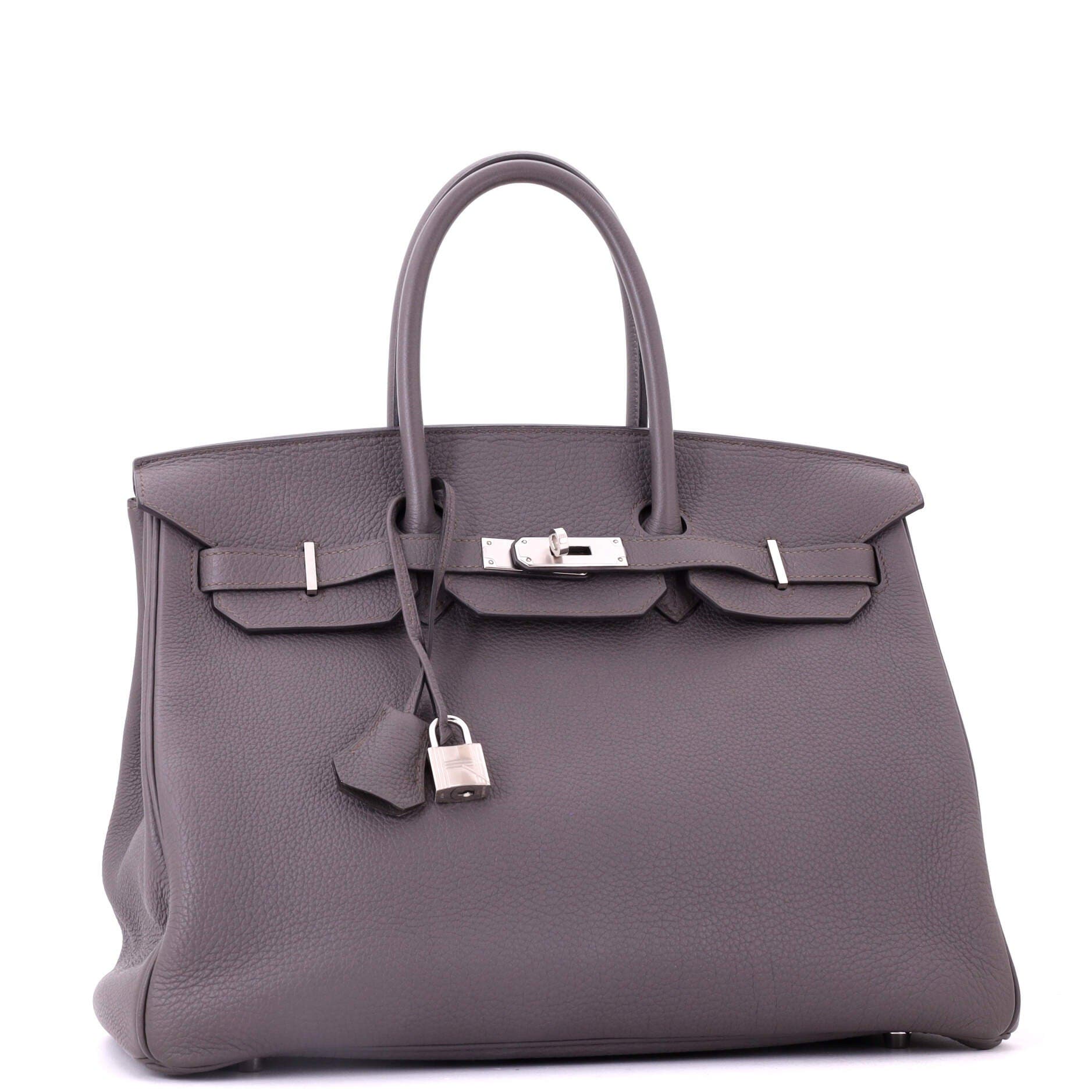 Pre-Owned Hermes Birkin Handbag Grey Togo with Palladium Hardware 35, Alternate, color, Etain