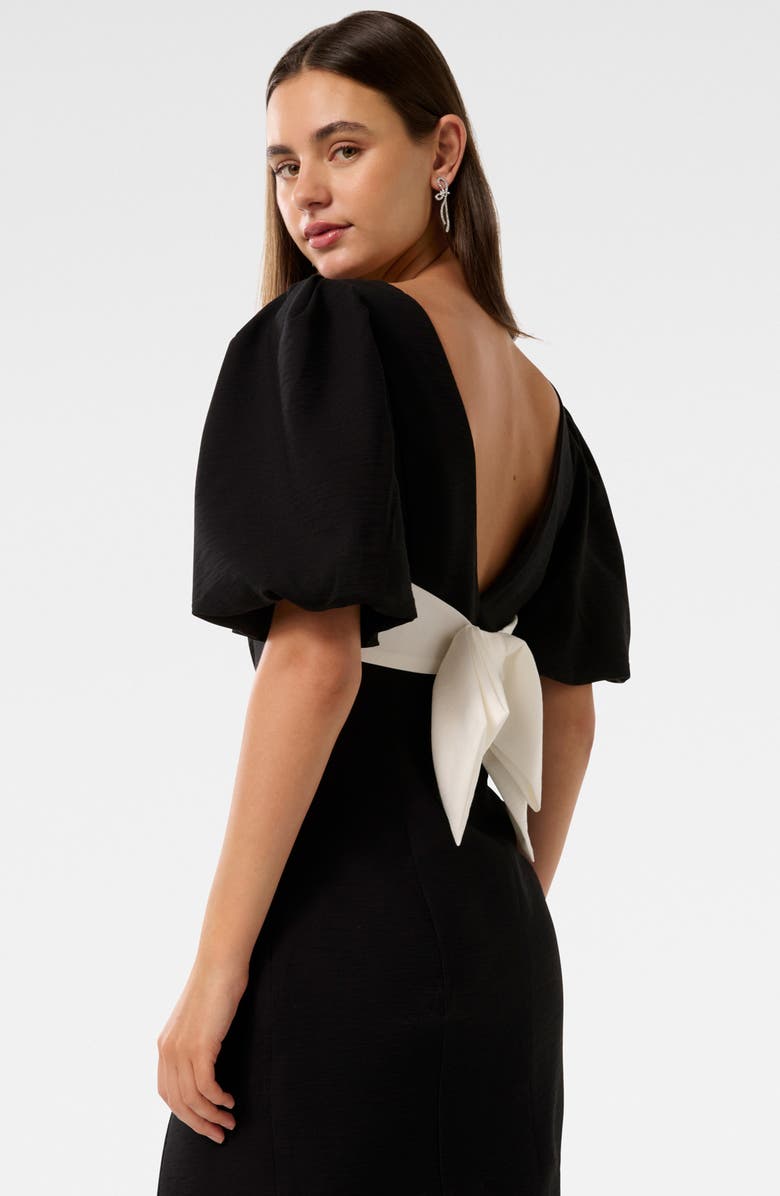 Ever New Heather Bow Back Minidress, Alternate, color, Black/ White