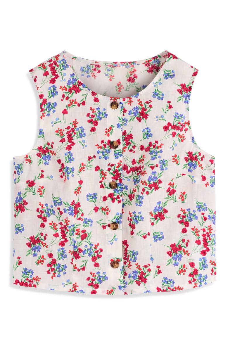Andrea Crop Linen Top, Alternate, color, IVORY FLORAL