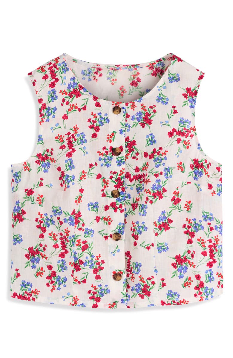 Boden Andrea Crop Linen Top, Alternate, color, Ivory Floral