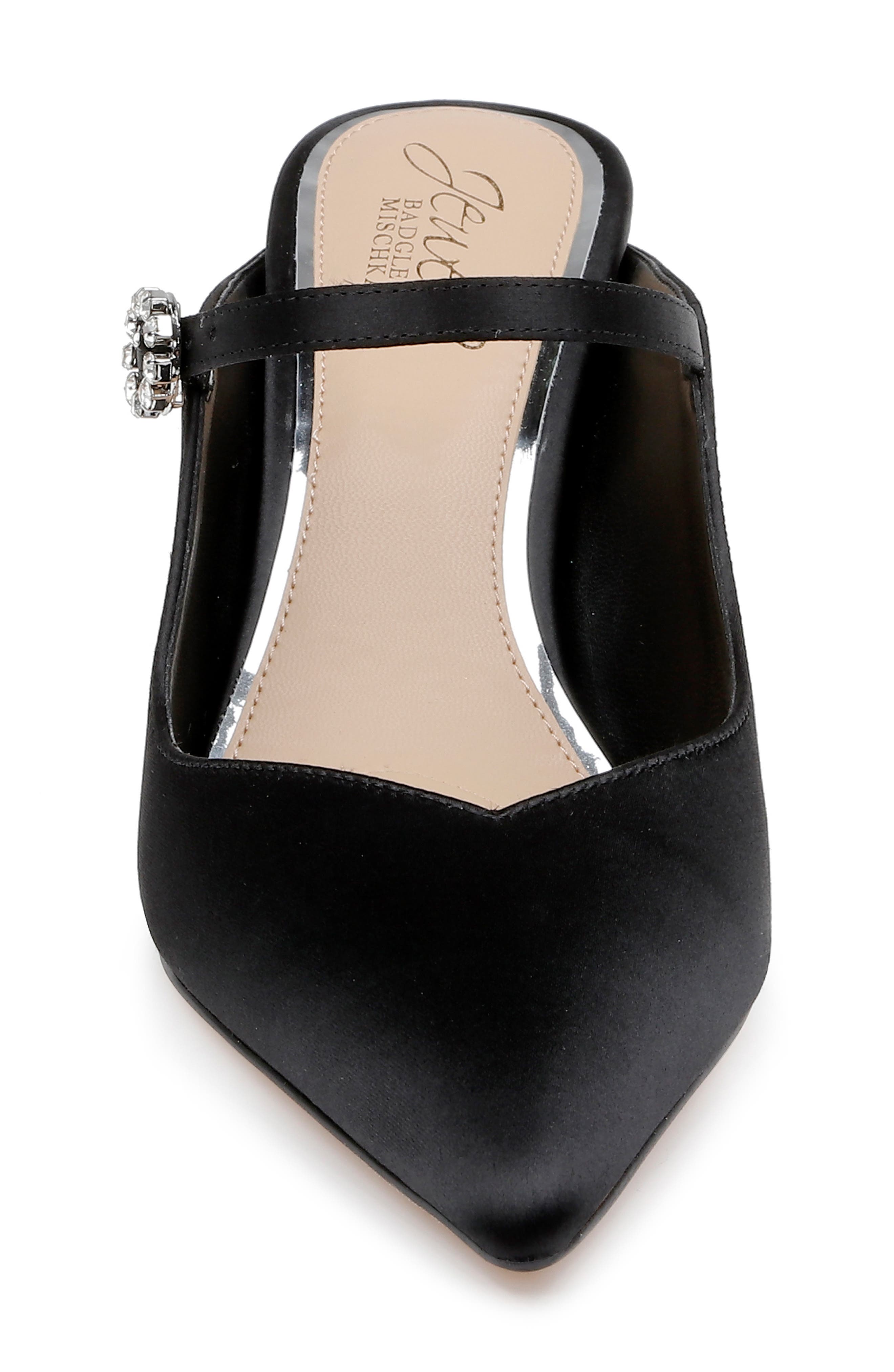 Jewel Badgley Mischka Kaylin Mary Jane Pointed Toe Mule, Alternate, color, Blacksatin
