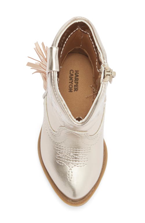 Harper Canyon Kids' Fringe Metallic Western Boot In Gold