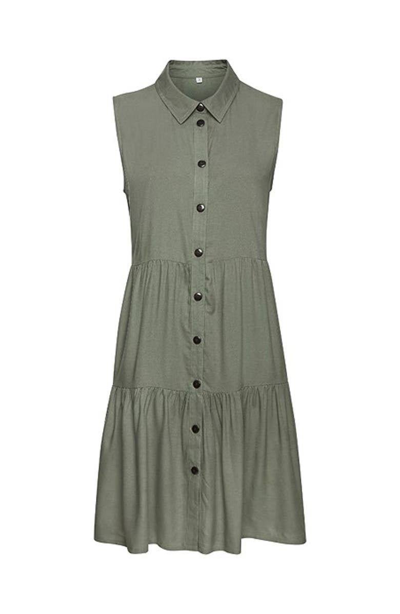 LASCANA Women's Tiered Shirt Dress, Alternate, color, Olive