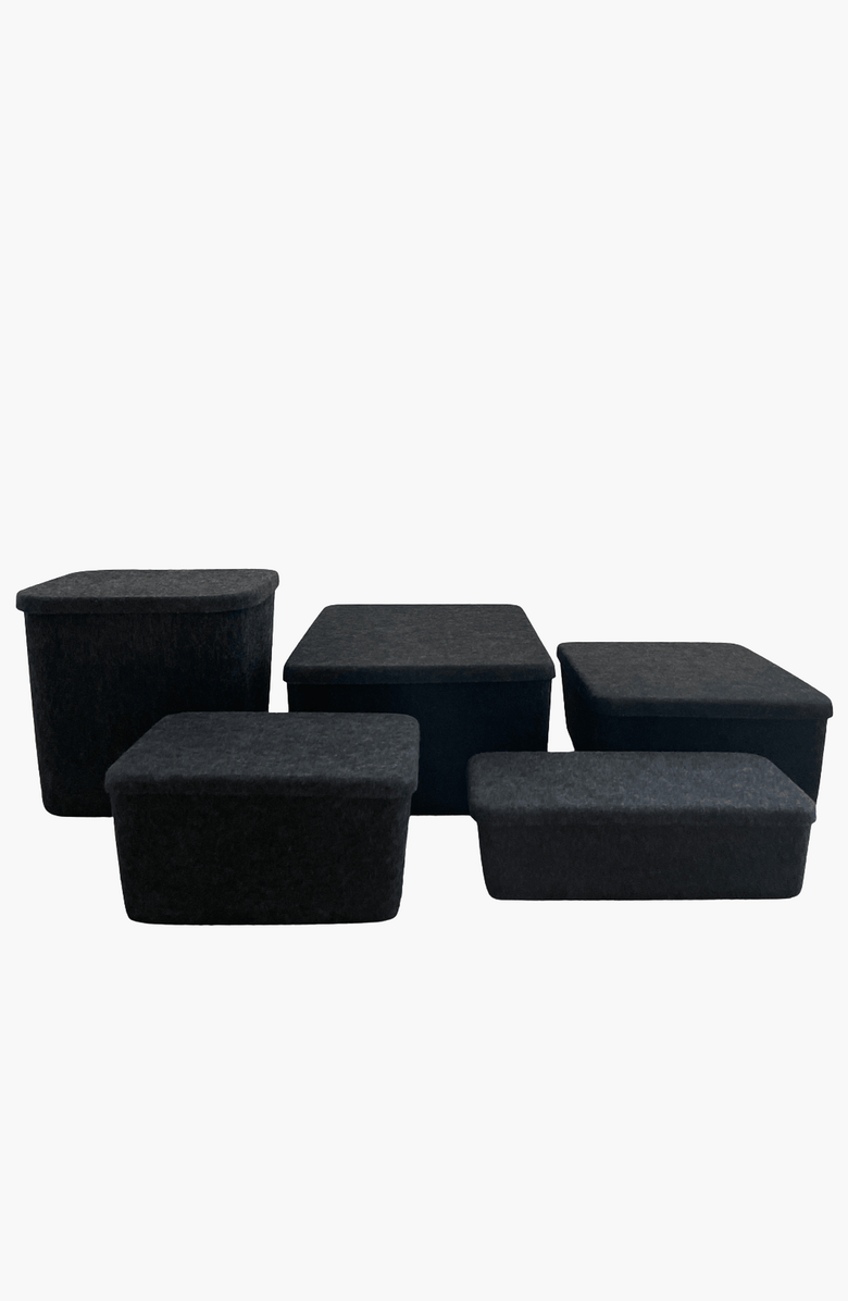 SortJoy The Sculpted Bin - Large with Lid, Alternate, color, Carbon