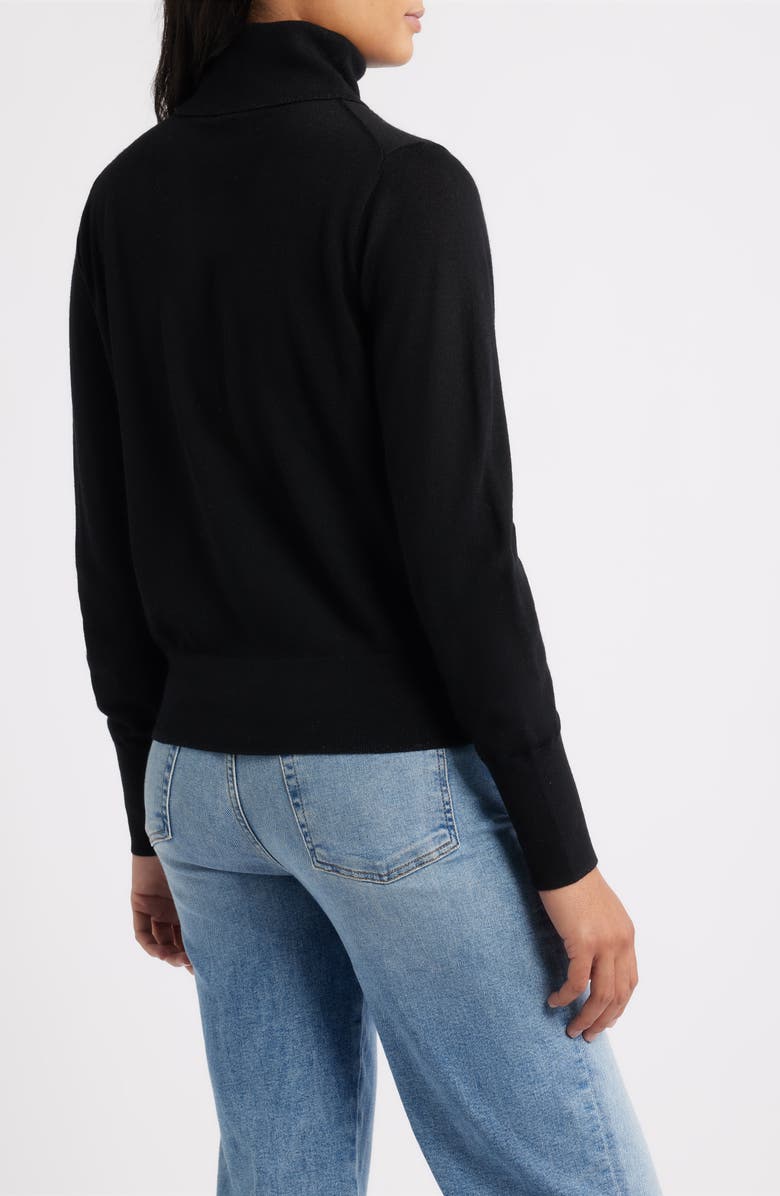 MARGARET O'LEARY Turtleneck Merino Wool Blend Sweater, Alternate, color, Black