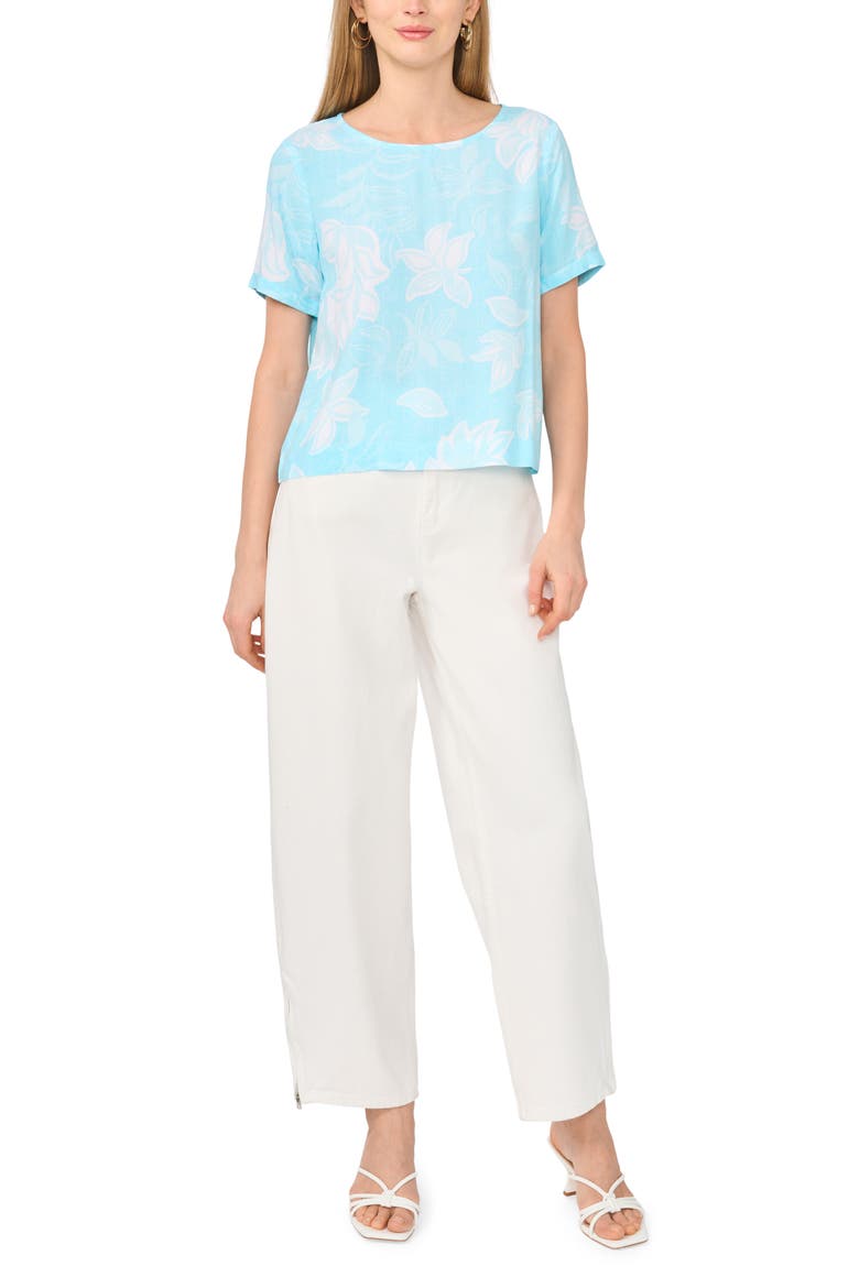Floral Print Top, Alternate, color, DEW BLUE