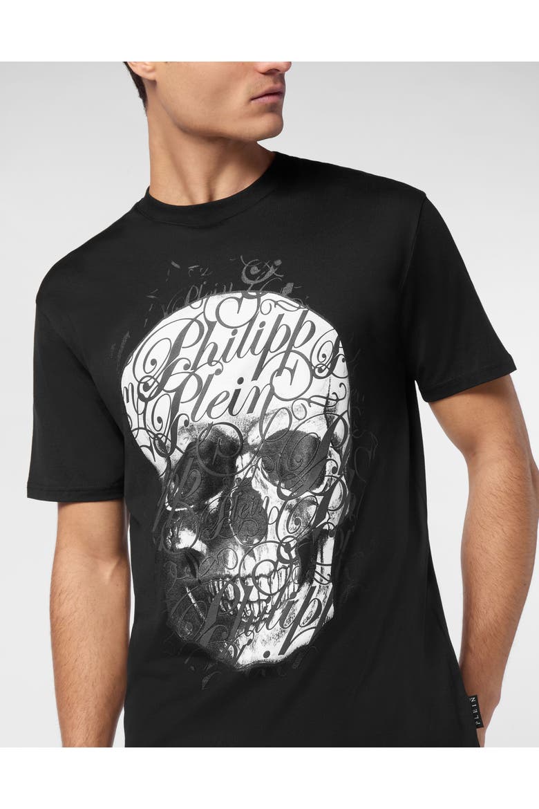 T-Shirt Round Neck Ss Coursive Men, Alternate, color, black