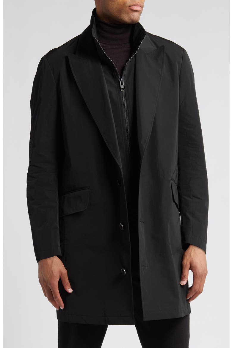 Fox Water Repellent Topcoat, Main, color, BLACK