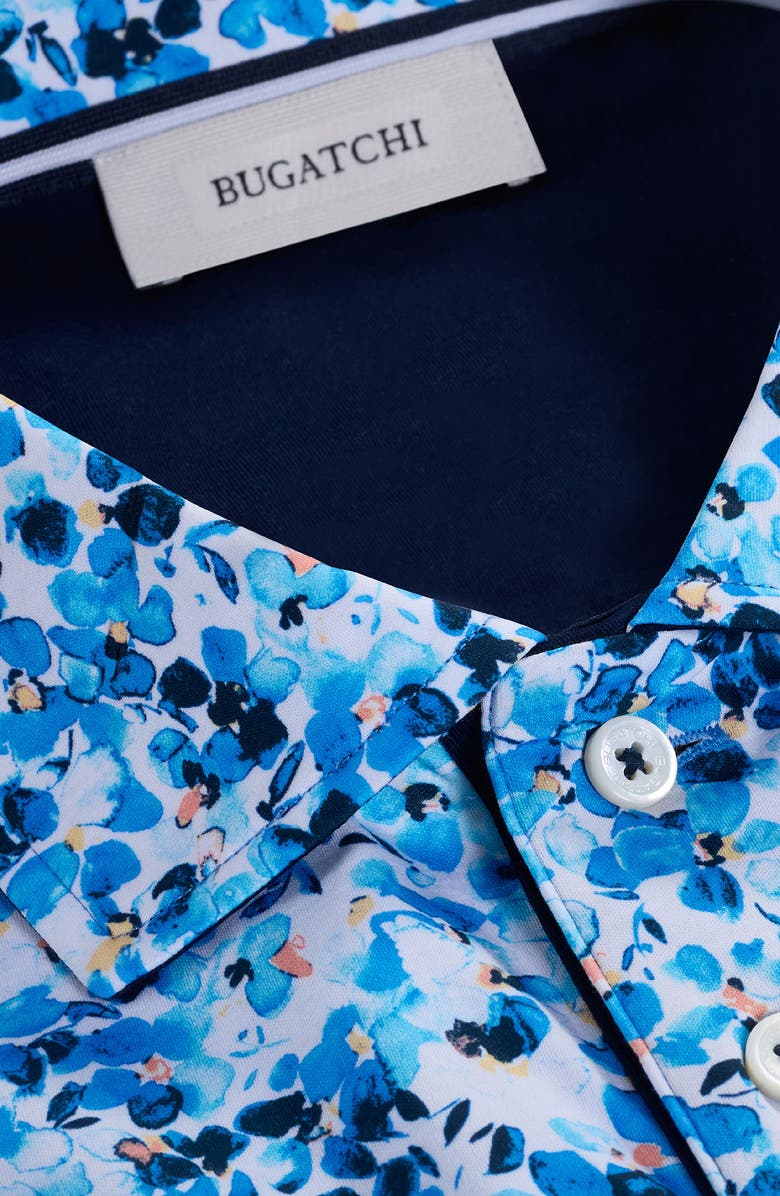 Bugatchi Hendrix Digital Painted Floral Print Pima Cotton Polo, Alternate, color, Classic Blue