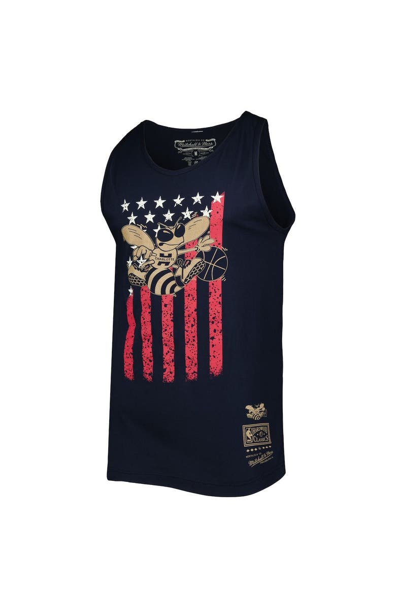 Mitchell & Ness Men's Mitchell & Ness Navy Charlotte Hornets Hardwood Classics Americana Stars and Stripes Tank Top, Alternate, color, 