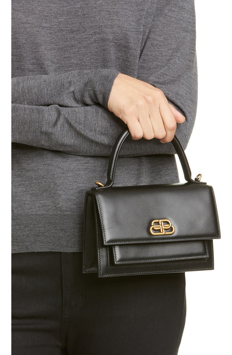 Balenciaga Extra Small Sharp Top Handle Leather Satchel, Alternate, color,