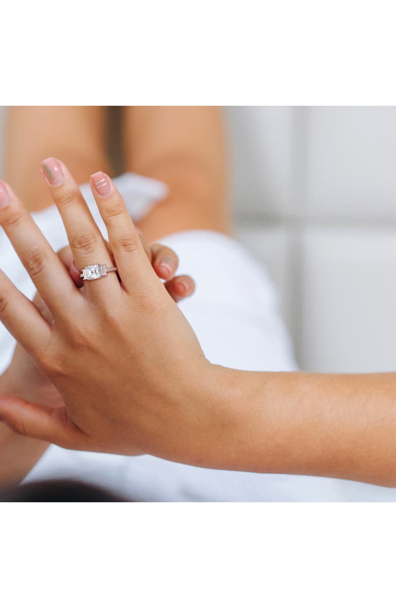 Julianna B. Moissanite Asscher 3-Stone Ring, Alternate, color, Sterling Silver