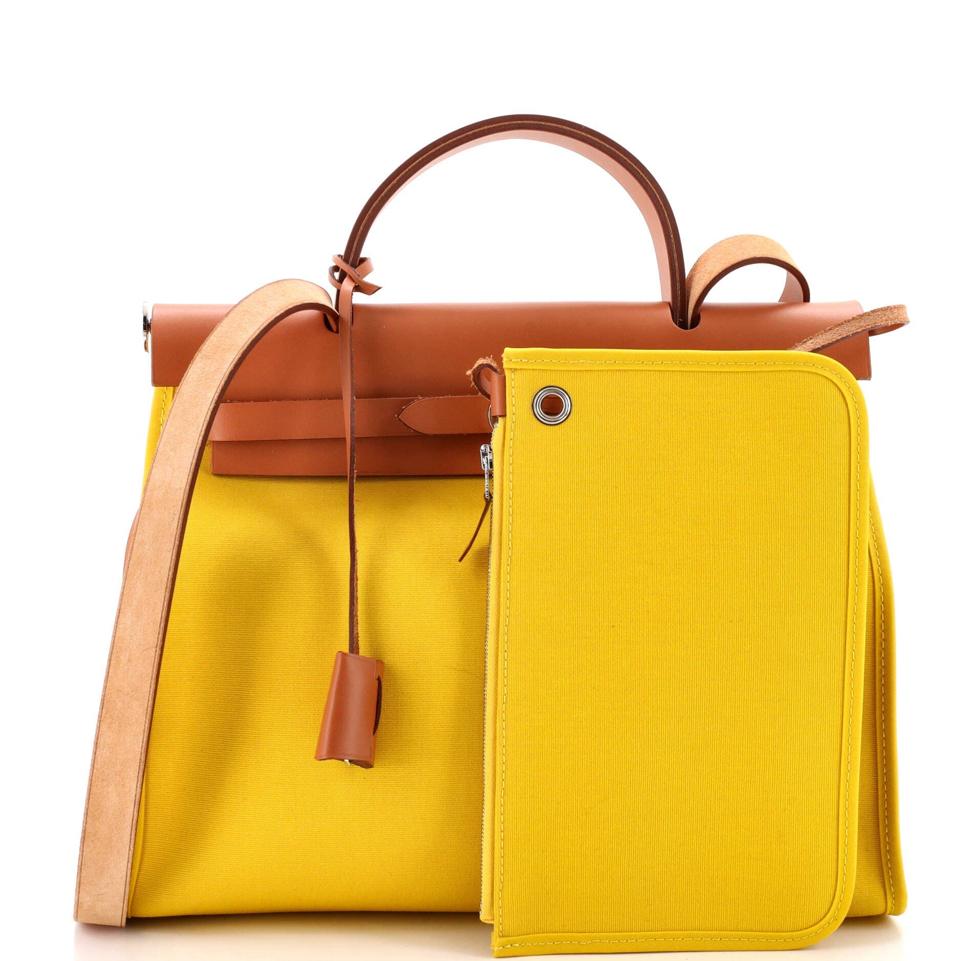Herbag Zip Leather and Toile 31, Alternate, color, Yellow