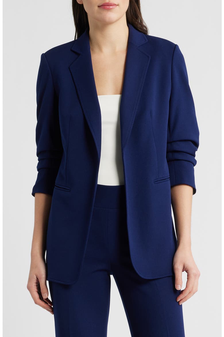 Scrunch Sleeve Open Front Jacket, Main, color, DISTANT MOUNTAIN