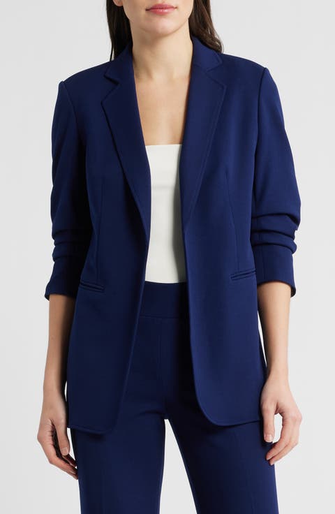 Scrunch Sleeve Open Front Jacket