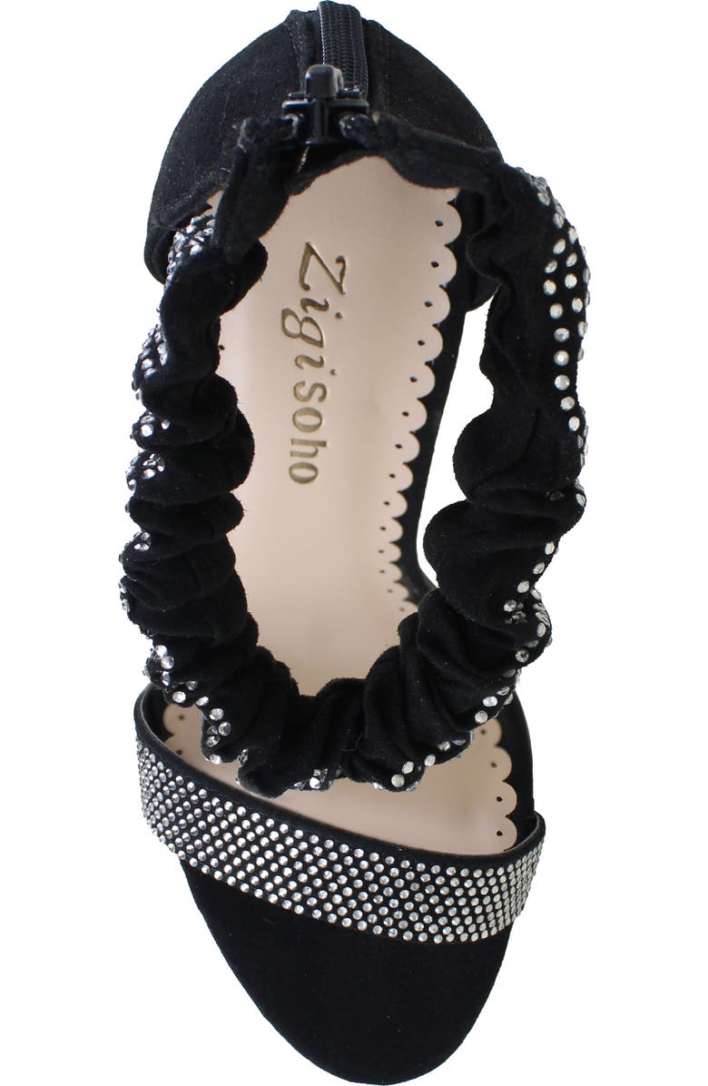 ZIGISOHO Ankle Strap Stiletto Sandal, Alternate, color, Black Suedette