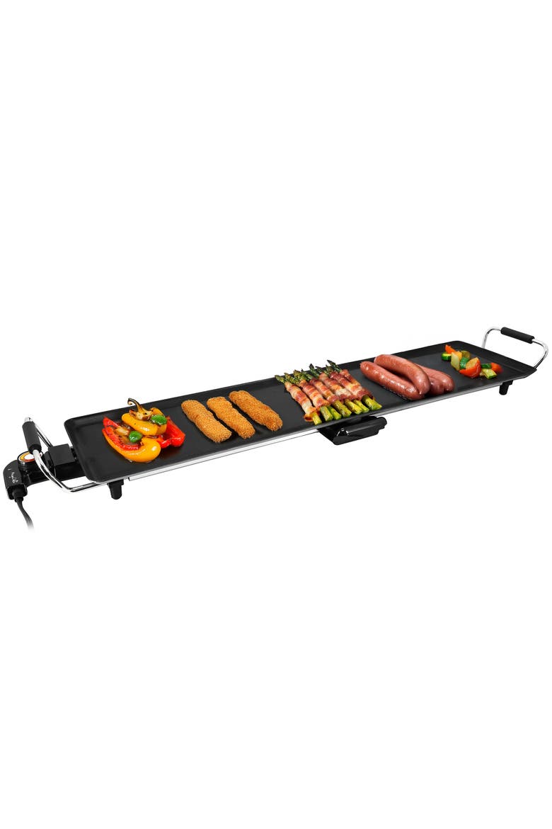 35 Inch Electric Grill with Drip Tray and Non-Stick Coating, Main, color, Black