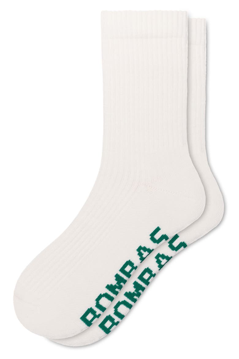 Supima® Cotton Slub Half Calf Socks, Main, color, SOFT WHITE