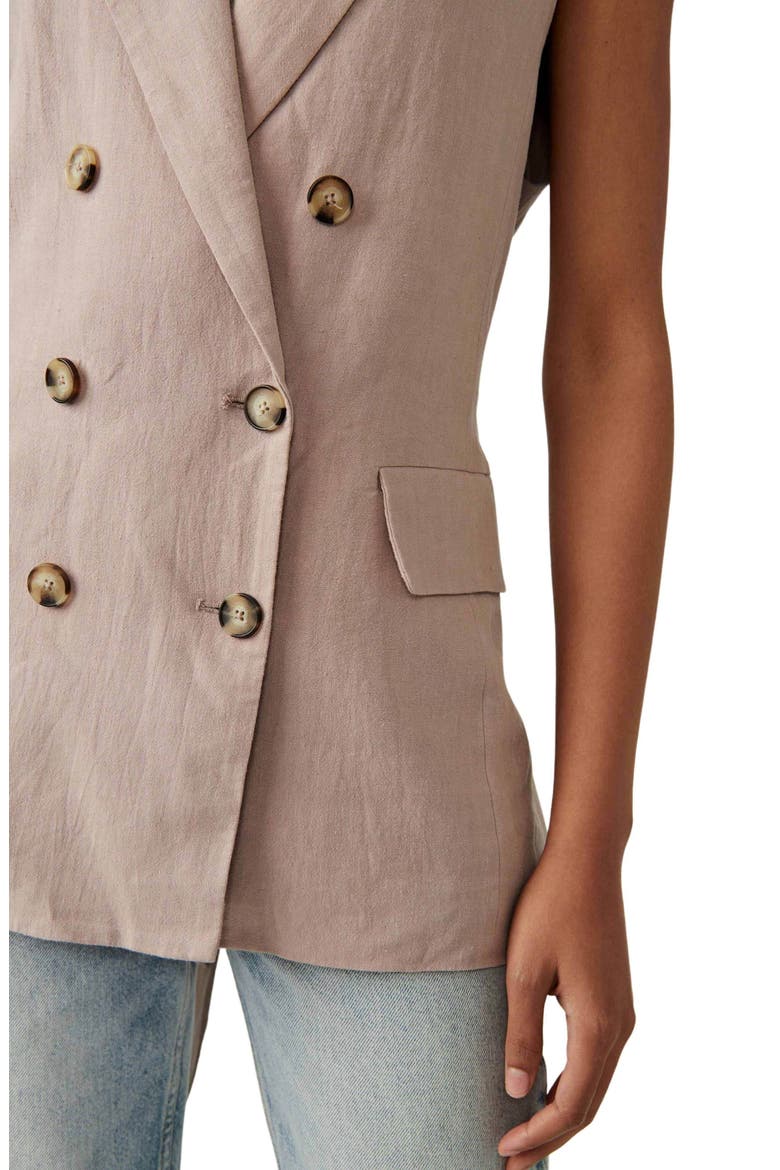 Olivia Double Breasted Linen Blend Vest, Alternate, color, ETHEREAL
